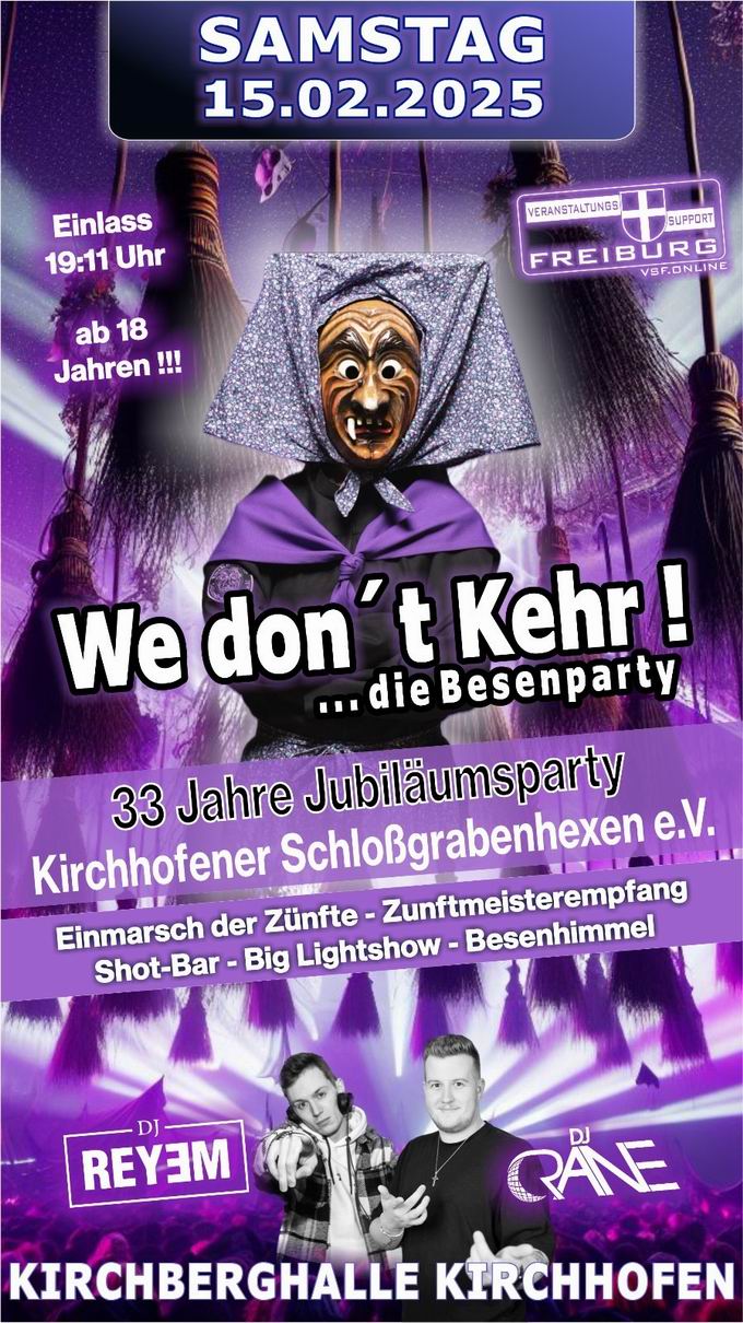 Jubilumsparty 33 Jahre Kirchhofener Schlograbenhexen